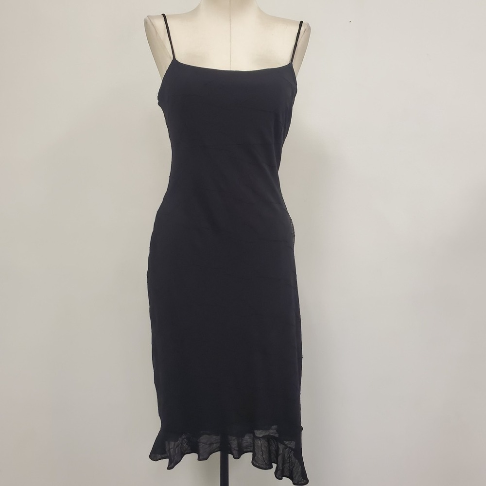 VTG Charlotte Russe Womens Y2K Babydoll Asymmetric Dress Size M Stretch Black